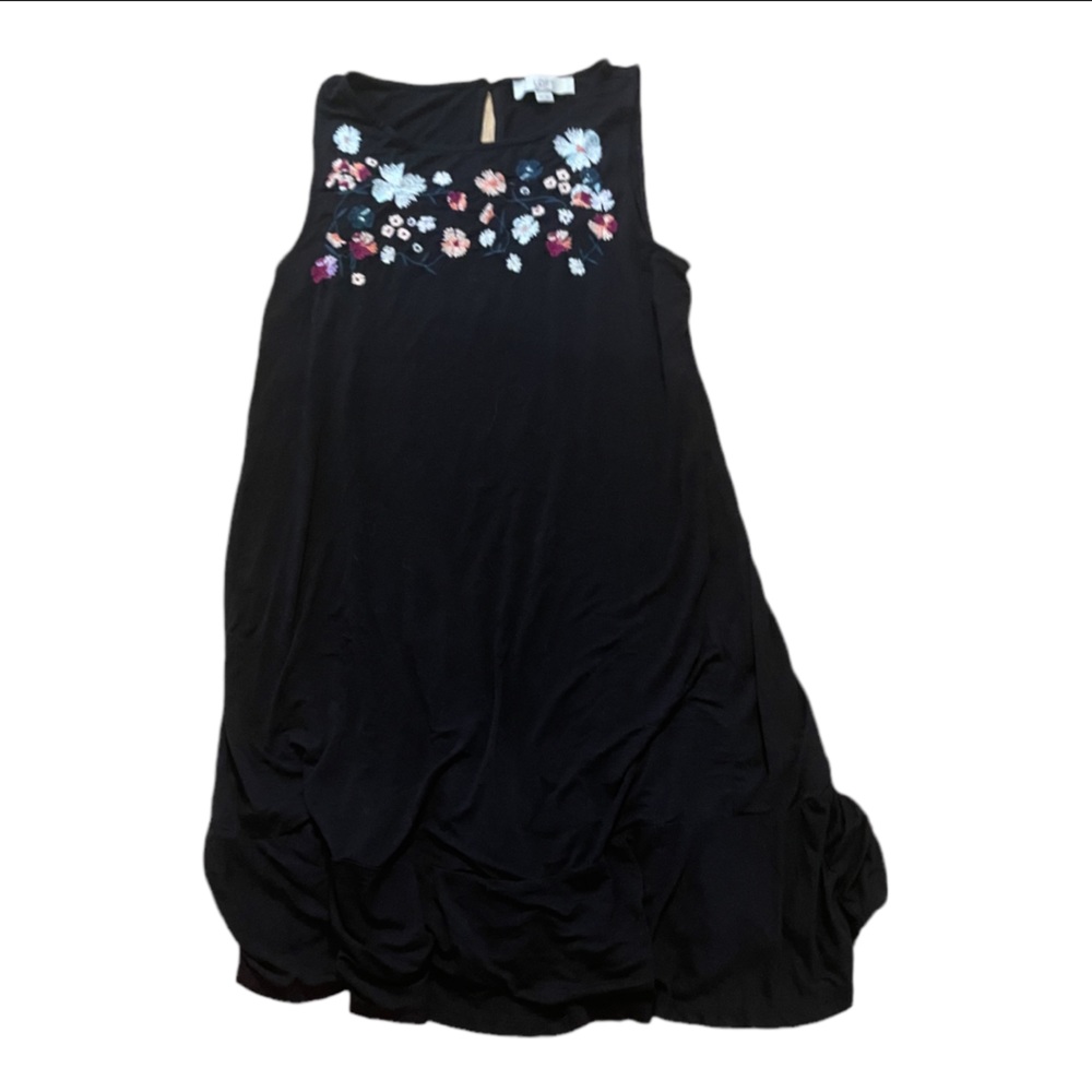 Black embroidered sleeveless maternity LOFT dress size medium